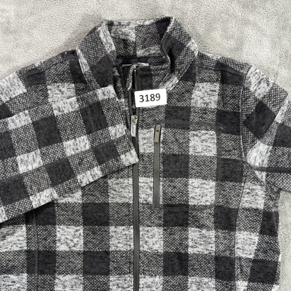 Calvin Klein Jackets & Blazers - Calvin‎ Klein Fleece Jacket Women L Gray Buffalo Plaid Zip Mock Neck M8XE6819